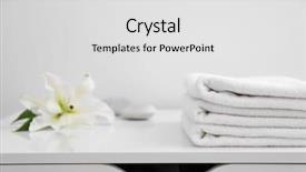  Presentation with clean - Presentation theme having showers flowers - stack of clean towels background and a light gray colored foreground