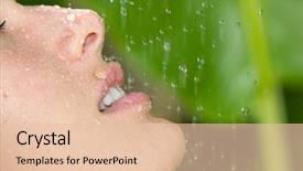  Presentation with weight loss woman showing - PPT theme consisting of showers flowers - woman in tropical shower background and a lemonade colored foreground
