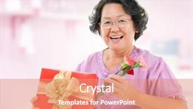  Presentation with senior asian - Colorful presentation theme enhanced with female and male pharmacists in pharmacy backdrop and a light gray colored foreground