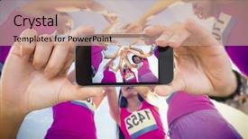  Presentation with breast cancer - Beautiful slide deck featuring showing against five cheering runner backdrop and a coral colored foreground