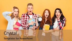  Presentation with school - PPT theme with showing alarm clock and screaming background and a gold colored foreground