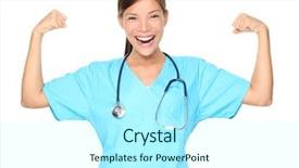  Presentation with nurse - PPT layouts consisting of showing arm muscles smiling funny background and a cool aqua colored foreground