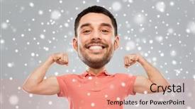  Presentation with fitness cartoon - Presentation theme with showing biceps power funny cartoon background and a coral colored foreground