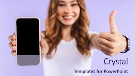  Presentation with blank - Amazing theme having showing blank screen mobile phone backdrop and a sky blue colored foreground