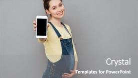  Presentation with medicine pregnant woman - Audience pleasing presentation design consisting of showing blank screen mobile phone backdrop and a gray colored foreground