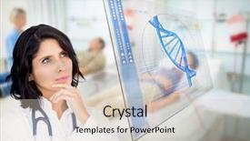  Presentation with data medical - Presentation theme with showing blue dna helix data background and a lemonade colored foreground