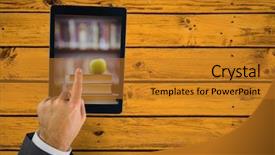  Presentation with digital book - Audience pleasing theme consisting of showing book pile with apple backdrop and a gold colored foreground