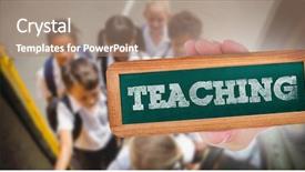  Presentation with school bus - Slide set consisting of showing chalkboard against cute school background and a coral colored foreground