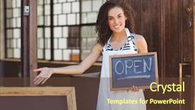  Presentation with open meetings sunshine laws - Audience pleasing theme consisting of showing chalkboard with open sign backdrop and a tawny brown colored foreground