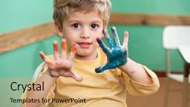  Presentation with colored - Slide deck consisting of showing colored palms in art background and a  colored foreground