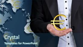  Presentation with world currency - Cool new slide deck with showing currency on world map backdrop and a  colored foreground