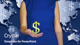  Presentation with success business - Colorful presentation enhanced with showing currency on world map backdrop and a  colored foreground