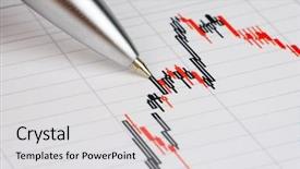  Presentation with financial report - Slide deck featuring showing diagram on financial report background and a  colored foreground
