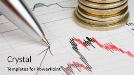  Presentation with financial report - Colorful presentation theme enhanced with showing diagram on financial report backdrop and a light gray colored foreground