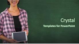  Presentation with weight loss woman showing - PPT layouts with showing digital tablet against white background and a tawny brown colored foreground