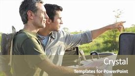  Presentation with friends - Presentation consisting of showing directions - side view of two male background and a coral colored foreground