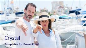  Presentation with marina - Beautiful slide deck featuring showing dislike with thumbs down backdrop and a sky blue colored foreground