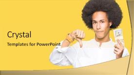  Presentation with afro - Amazing PPT layouts having showing dislike with thumbs down backdrop and a  colored foreground