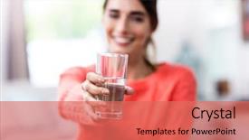 Presentation with drinking glass - Amazing presentation design having showing drinking glass with water backdrop and a coral colored foreground