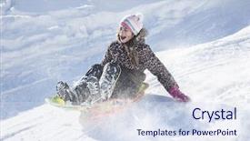  Presentation with snow day - Amazing theme having showing excitement while she slide backdrop and a sky blue colored foreground