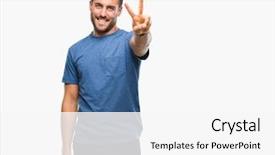  Presentation with victory - Amazing PPT layouts having showing fingers doing victory sign backdrop and a white colored foreground