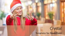  Presentation with beautiful reof christmas season - Presentation theme having showing fingers doing victory sign background and a coral colored foreground