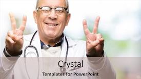  Presentation with medical sign - Audience pleasing slide set consisting of showing fingers doing victory sign backdrop and a coral colored foreground