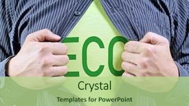  Presentation with green officebuilding man - PPT theme enhanced with showing green eco word imprint background and a mint green colored foreground