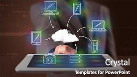  Presentation with cloud computing - PPT theme consisting of showing hand drawn cloud computing background and a tawny brown colored foreground