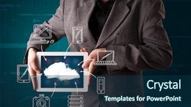  Presentation with hand drawn cartoon of sports - Slide set with showing hand drawn cloud computing background and a ocean colored foreground