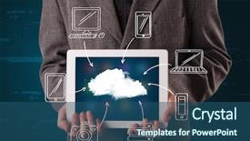  Presentation with hand drawn brush stroke design - Presentation theme consisting of showing hand drawn cloud computing background and a ocean colored foreground