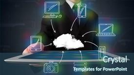  Presentation with hand drawn cartoon of sports - Beautiful presentation featuring showing hand drawn cloud computing backdrop and a ocean colored foreground