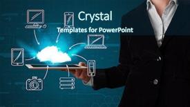  Presentation with hand drawn brush stroke design - Presentation theme enhanced with showing hand drawn cloud computing background and a ocean colored foreground