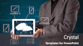  Presentation with hand drawn cartoon of sports - Theme enhanced with showing hand drawn cloud computing background and a dark gray colored foreground