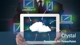  Presentation with cloud computing - Cool new PPT theme with showing hand drawn cloud computing backdrop and a ocean colored foreground