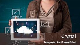  Presentation with hand drawn cartoon of sports - PPT theme featuring showing hand drawn cloud computing background and a tawny brown colored foreground