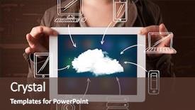  Presentation with cloud computing - PPT theme featuring showing hand drawn cloud computing background and a tawny brown colored foreground