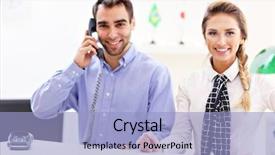  Presentation with hotel key - Cool new slide deck with showing happy team of hotel backdrop and a  colored foreground