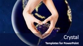  Presentation with love heart - Presentation with showing heart gesture over earth background and a navy blue colored foreground