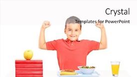  Presentation with food white - Presentation theme enhanced with showing his muscles and food background and a white colored foreground