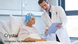  Presentation with tests - Beautiful PPT theme featuring showing medical records to cancer backdrop and a soft green colored foreground