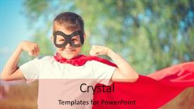  Presentation with super kid - Presentation theme featuring showing muscles little boy wearing background and a red colored foreground