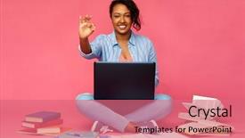  Presentation with education pink - Beautiful slides featuring happy african american young student backdrop and a coral colored foreground