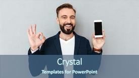  Presentation with clothes - Amazing slide deck having happy bearded man in business backdrop and a ocean colored foreground