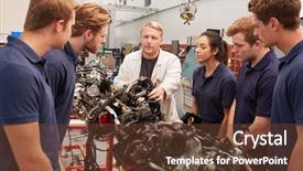  Presentation with parts - Audience pleasing slides consisting of showing parts of an engine backdrop and a tawny brown colored foreground