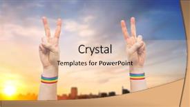  Presentation with gay pride - Amazing slides having showing peace sign over city backdrop and a lemonade colored foreground