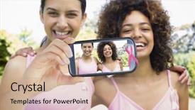  Presentation with breast cancer - Audience pleasing PPT theme consisting of showing photograph of breast cancer backdrop and a coral colored foreground