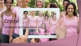  Presentation with breast cancer imaging - PPT layouts consisting of showing photograph of breast cancer background and a coral colored foreground