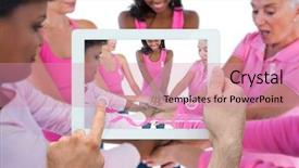  Presentation with breast cancer - Audience pleasing PPT theme consisting of showing photograph of breast cancer backdrop and a coral colored foreground