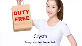  Presentation with duty free shopping - Colorful slides enhanced with showing phrase of duty free backdrop and a  colored foreground